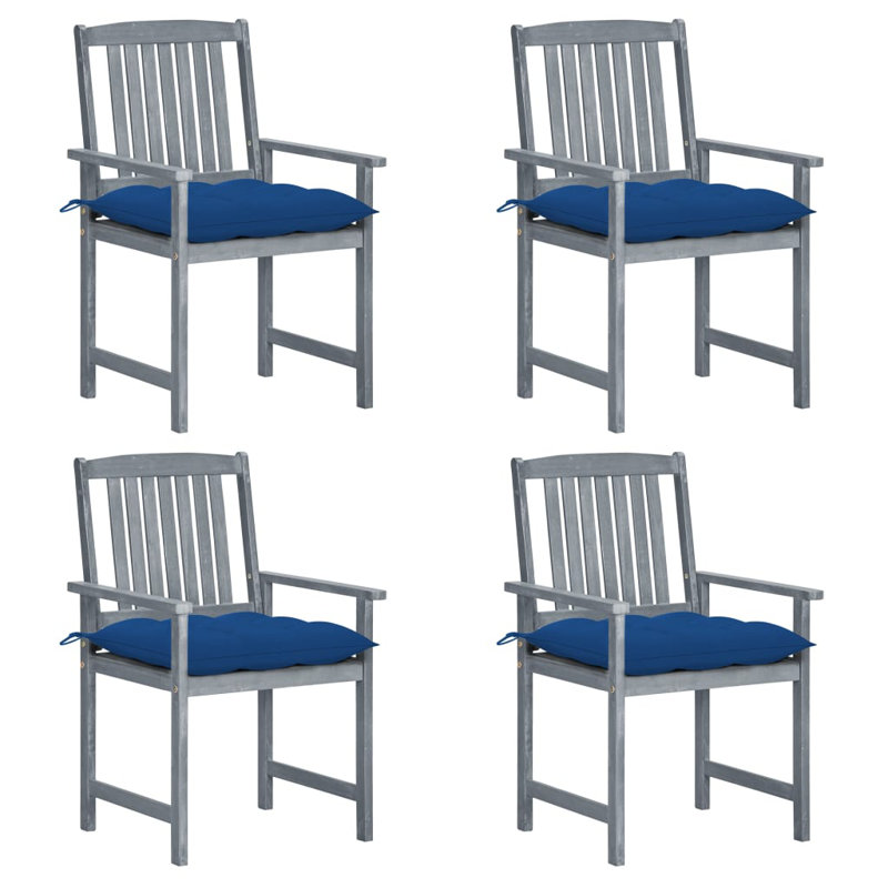 Chaise de patio avec coussins Dederang, Bleu, gris