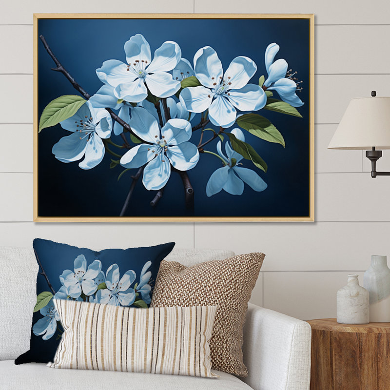 Fleur de pommier monochromatique élégance II, reproduction sur toile, H 34 po x l 44 po x P 1,5 po, Cadre naturel flottant