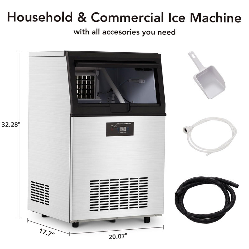 Babevy 160 Lb. Daily Production Cube Ice Freestanding Ice Maker