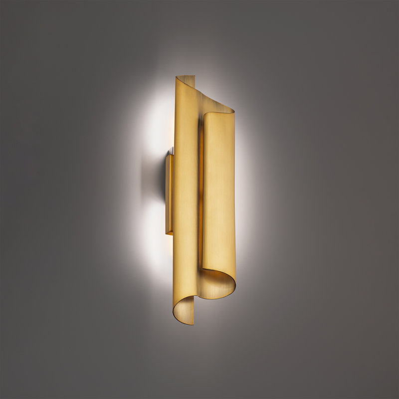 Pirouette Dimmable LED Wall Sconce With Built-In Color Temperature Switch From 2700K/3000K/3500K/4000K, Aged Brass