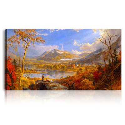Starrucca Viaduct,Pennsylvania 1865 by Jasper Francis Cropsey The World Classic Art Reproductions, Giclee Canvas Prints Wall Art for Home Decor, 30x16 inches