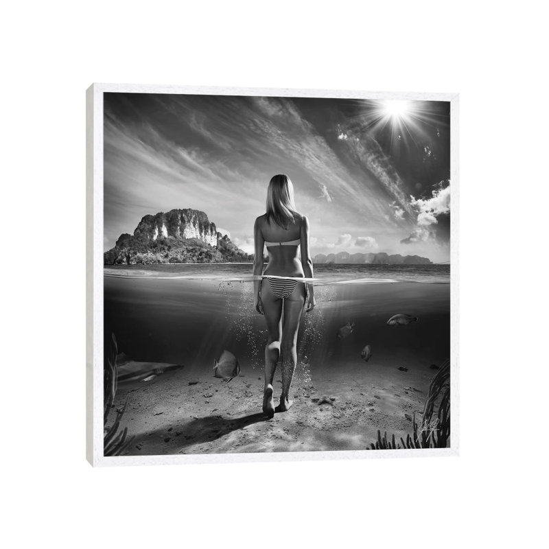 Bikini Girl I by Kathrin Federer - Print on Canvas, 93.98 cm H x 93.98 cm W, White Framed