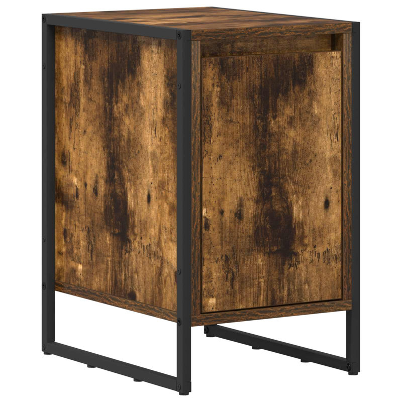 39.5cm W Manufactured Wood Bedside Table, Smoke Oak