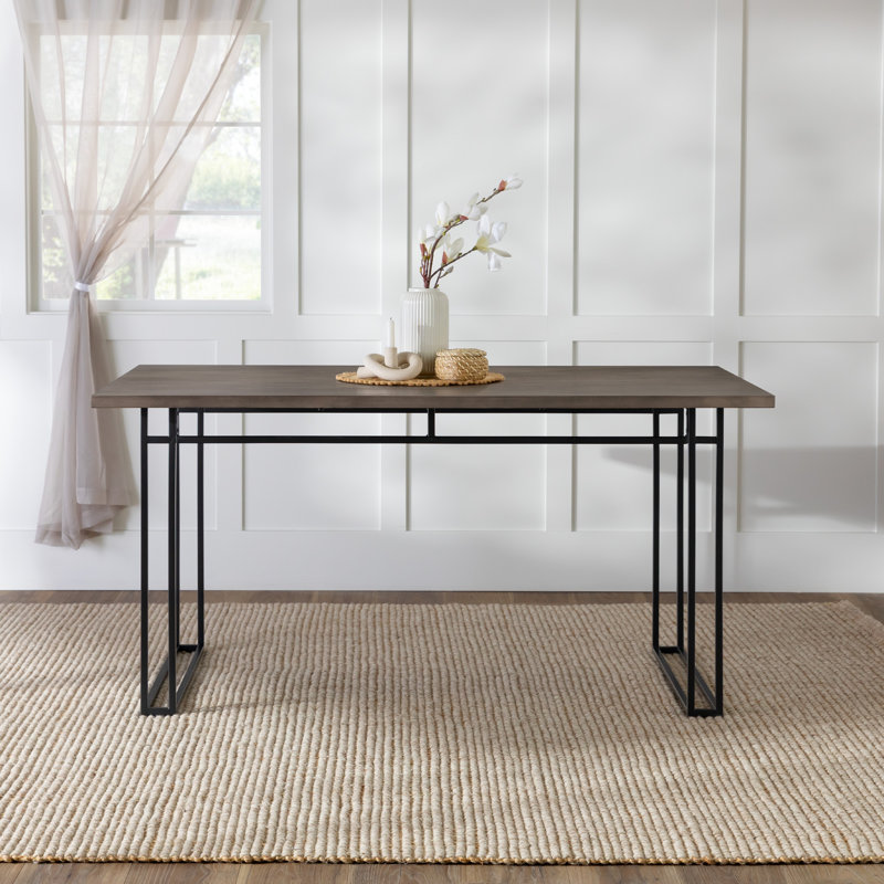 Monowi Pine Metal Base Dining Table, Gray