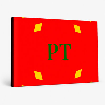 Portugal World Flag Luxury Diamond Monogram — Yellow Red Green — Canvas Wall Art