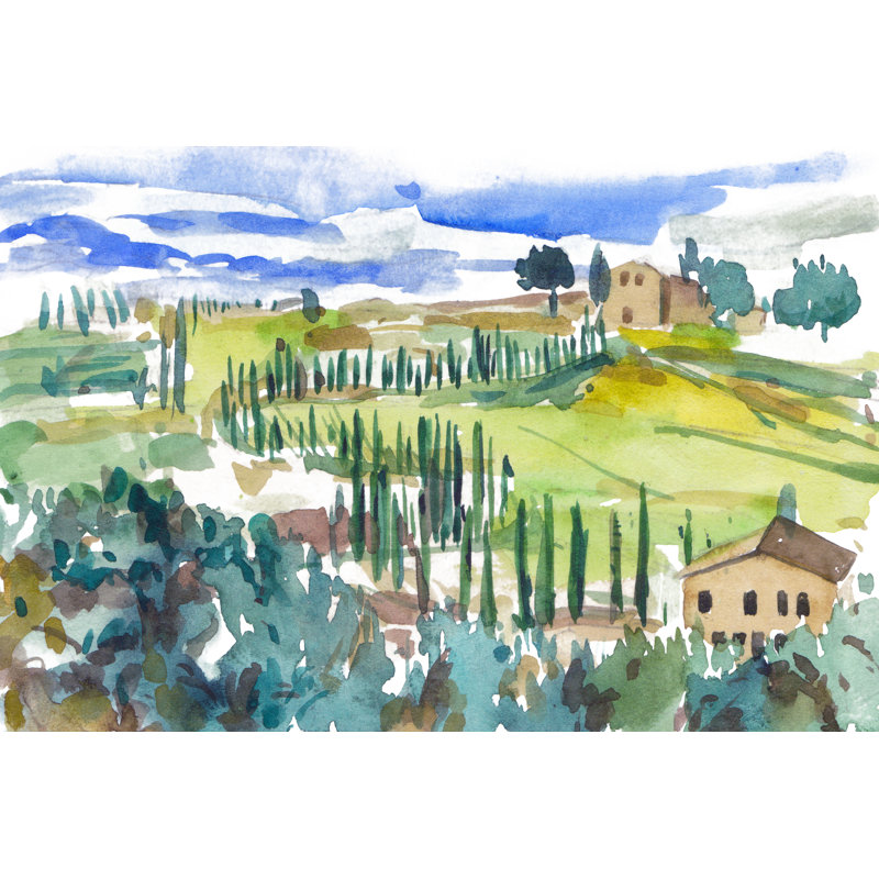 Vibrant Tuscan Landscape II by Melissa Wang - Wrapped Canvas Print, 30cm H x 46cm W x 3.8cm D