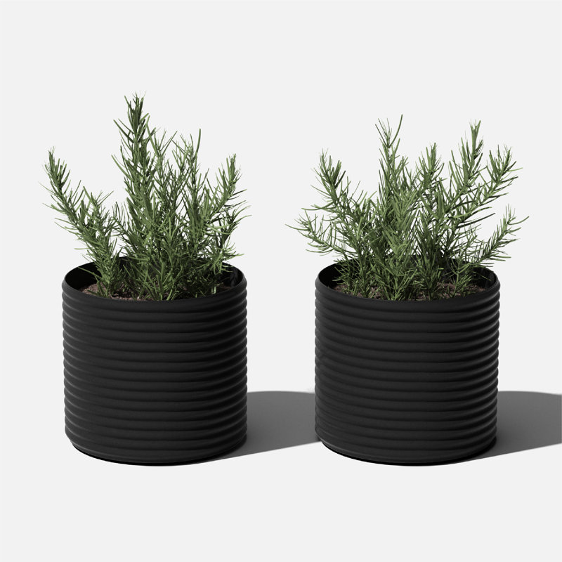 Veradek Mod Series Short Planter, 2, 12.75" H x 13.75" W x 13.75" D, Black