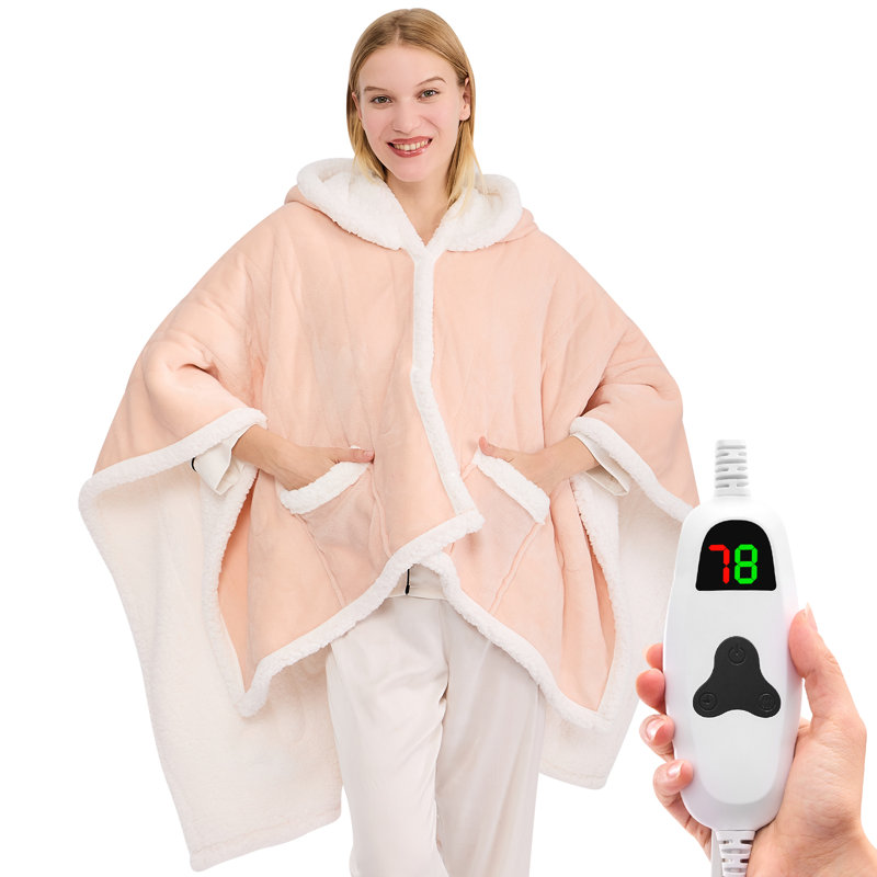 Poncho à couverture Sherpa, Rose clair, Jeté