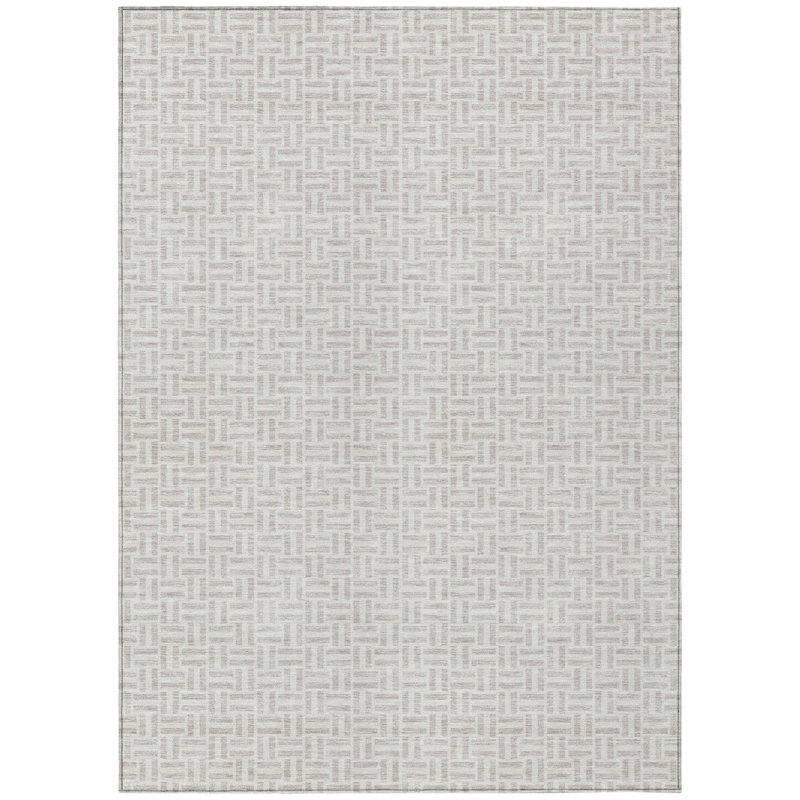 Tapis intérieur / extérieur taupe et argenté 3 'x 5'