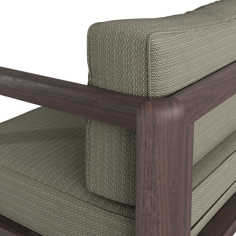 Fauteuil modulaire extérieur Peasnell en teck, accoudoir droit, finition frêne, Cendré