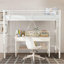 Lit mezzanine pour lit simple avec échelle intégrée, garde-corps pleine longueur, lattes en métal permettant d'économiser de l'espace pour la chambre à coucher, le dortoir, les adolescents ou les petits appartements, blanc