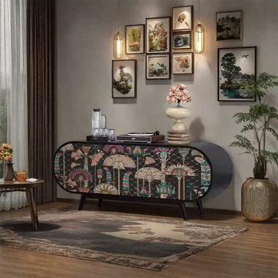 Walnut Sideboard with 2 Doors 2 Drawers
