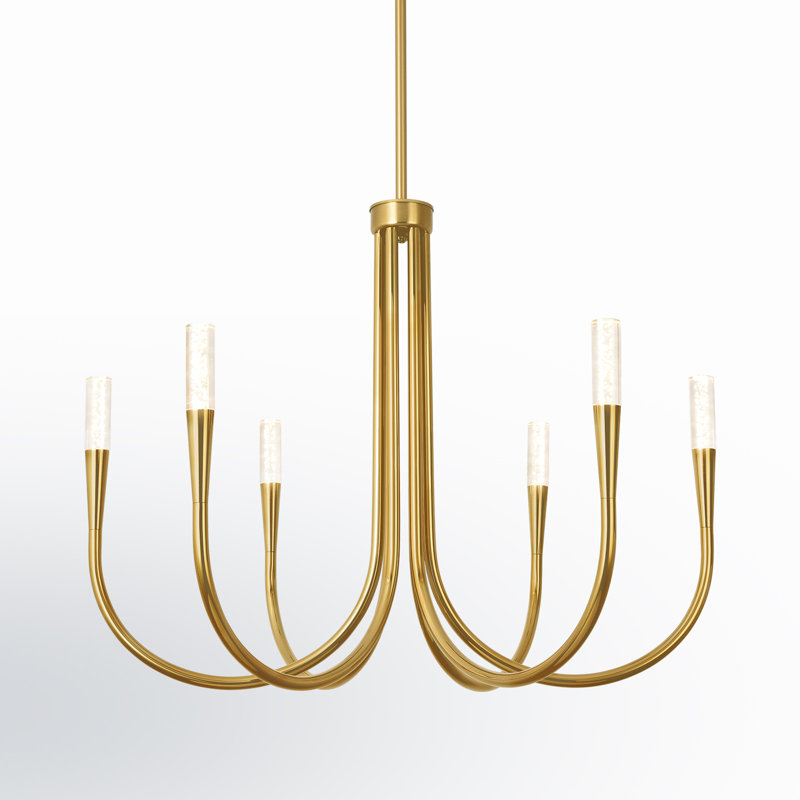6-Light Candle Style LED Chandelier, Gold