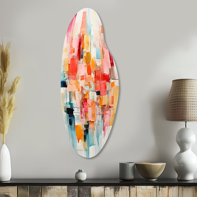 «Collage Rhythms I», art mural incurvé abstrait en métal, reproduction d'art asymétrique moderne, H 38 po x l 15 po x P 1 po