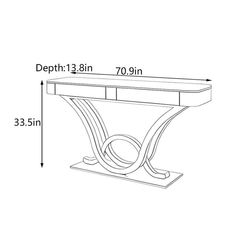 Console de luxe italienne, H 33,5 po x l 70,9 po x P 13,8 po, Noir