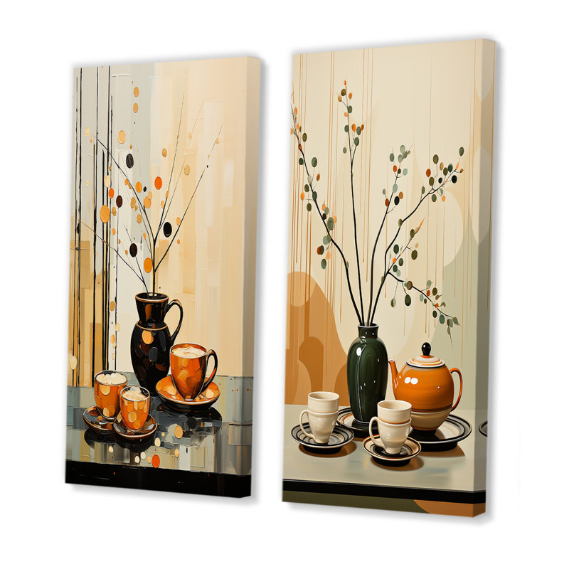 «Coffee Tea Cafe Points» 2 pièces, H 32 po x l 32 po, Toile tendue