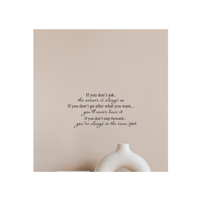 If You Don't Ask Vinyl Wall Decal Inspirational & Motivational Home Decor for Living Room Bedroom Office High-Quality Easy to Apply Removable Uplifting Quote for Personal Growth and Encouragement