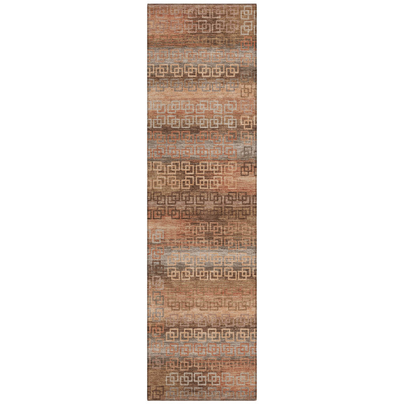 Machine Washable Indoor/Outdoor Xhevrie Copper Rug, Runner 2'3" x 7'6"
