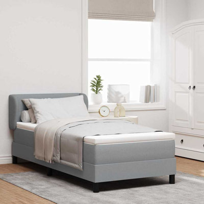 Lit sommier tapissier avec matelas Vidaxl gris clair 35,4 "x 78,7"