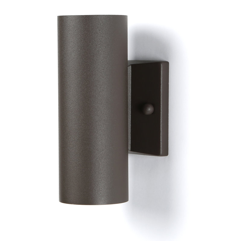 Modern Distressed Bronze Cylinder Wall Light with Up/Down Xenon Lighting
