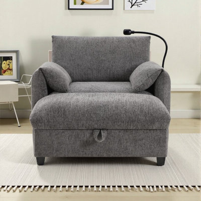 38" Multifunctional Storage Ottoman Chaise Lounge with Adjustable Phone Holder & USB Chargers by Latitude Run