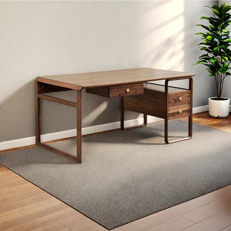 Bureau simple de style européen, H 29,92 po x l 62,2 po x P 34,65 po