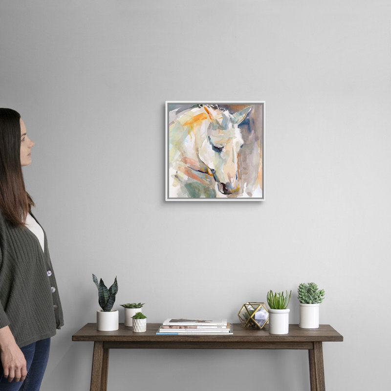 «Beautiful Contemplation», reproduction d'art sur toile, Cadre flottant blanc, H 17,7 po x l 17,7 po x P 1,75 po