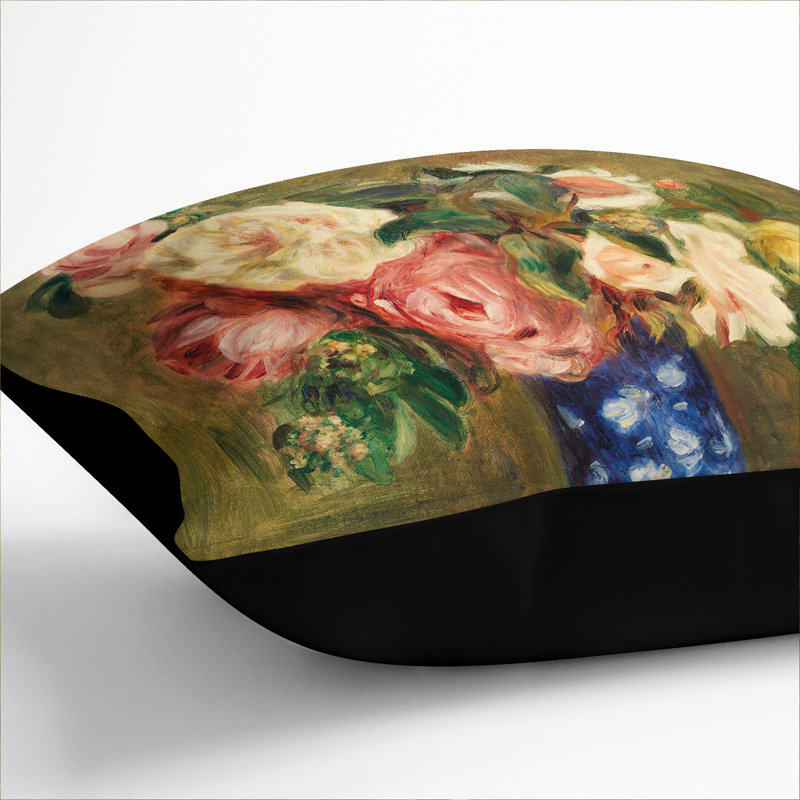 A Bouquet Of Roses Square Throw Cushion, Black, 55cm H x 55cm W x 20cm D