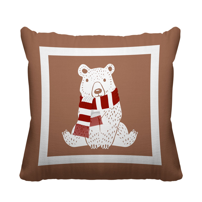 Coussin intérieur / extérieur Folk Christmas Bear, L 15 po x H 15 po, Chair