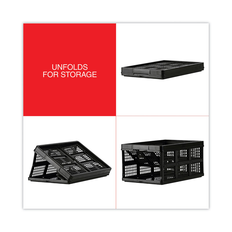 Universal Black Heavy-Duty Plastic Collapsible Filing Storage Tote