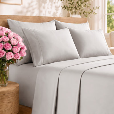 6 Piece Sheet Set, Soft Cooling Bed Sheets, Breathable & Wrinkle Free, Hotel Luxury Bedding