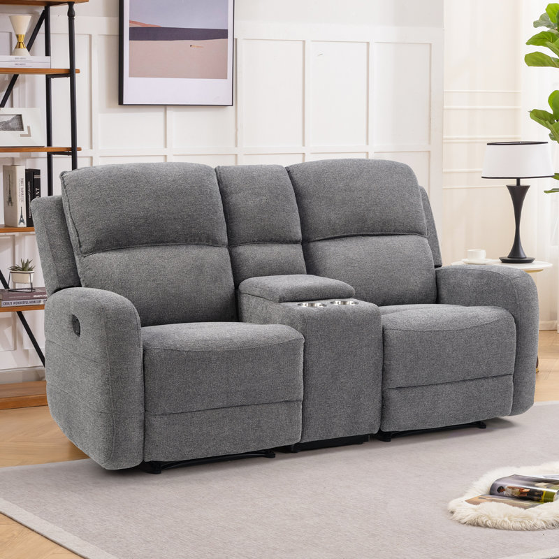 70.8" Wide Modern And Overstuffed Soft Manual Reclining Loveseat Sofa With Center Console