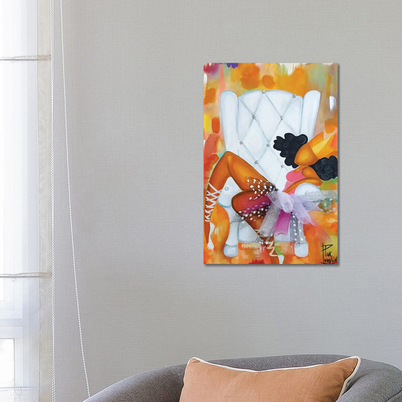 « Belle » par Pinklomein-impression d’art graphique, Pas de tapis, Toile tendue, H 26 po x l 18 po x 1,5 po