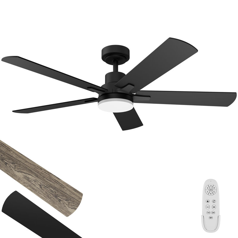 Ceiling Fans with Lights and Remote, Black, 52" Wide