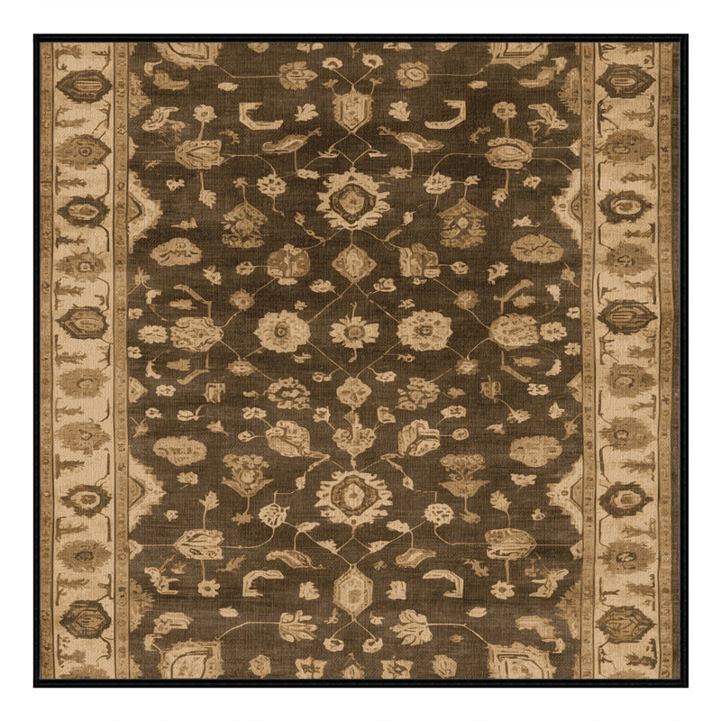 Machine Washable Overdyed Brown Area Rug, Square 4'