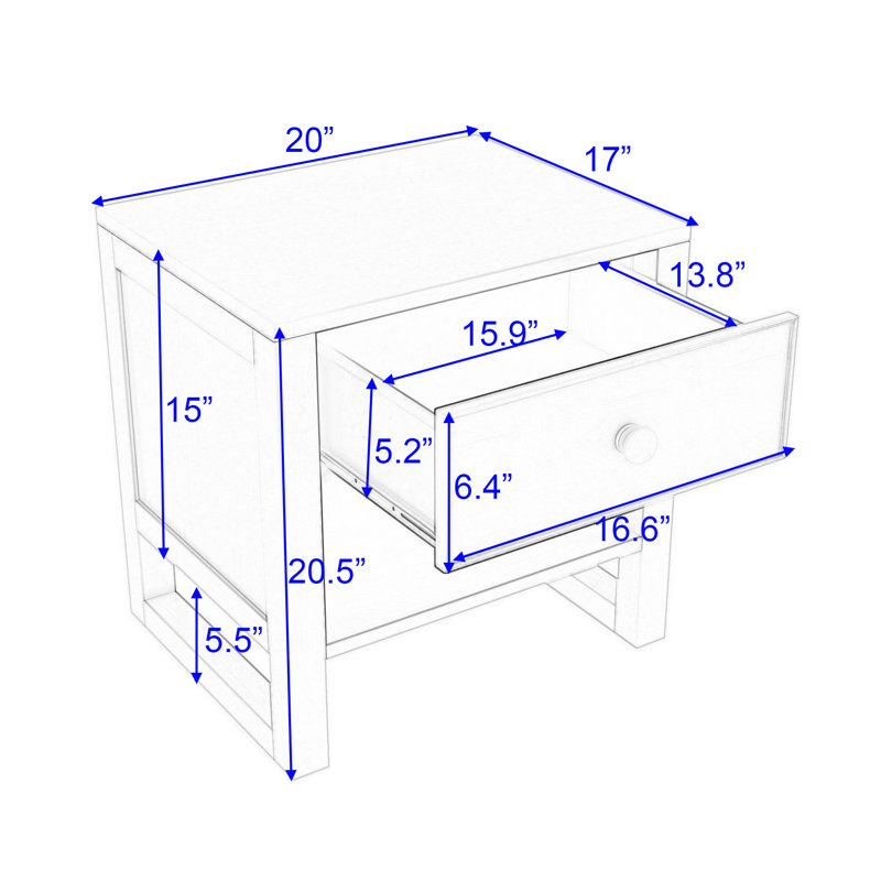 20'' W Nightstand, Anitque Gray
