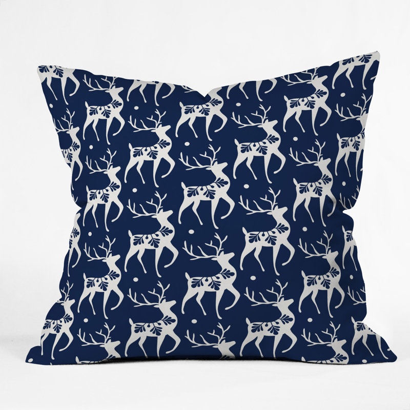 Heather Dutton Dashing Through the Snow Deer Throw Pillow, 16" x 16"