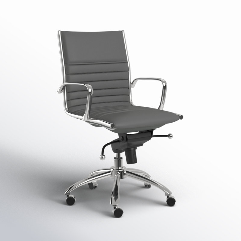 Naida Faux Leather Swivel Task Chair, Yes, Gray Faux Leather
