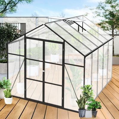 Outdoor Backyard Greenhouse 8x10 Ft - Heavy-duty Build, Polycarbonate Panels, All, , Spacious, Simple Assembly, Reliable Drainage System For Enjoyment And Growth Heavy Duty Aluminum Frame, All Season