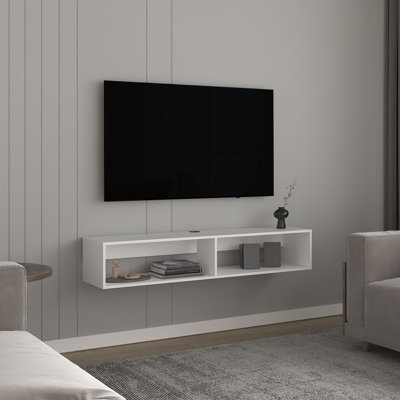 Sleek And Durable TV Stand With Two Spacious Shelves For Efficient Media Storage In Small Spaces, TV Stand