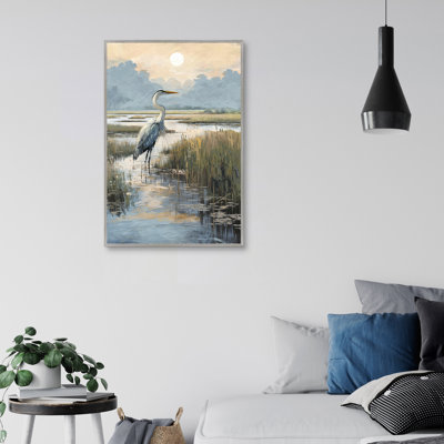 Marsh Heron At Dusk By Studio Arts Framed Wall Art