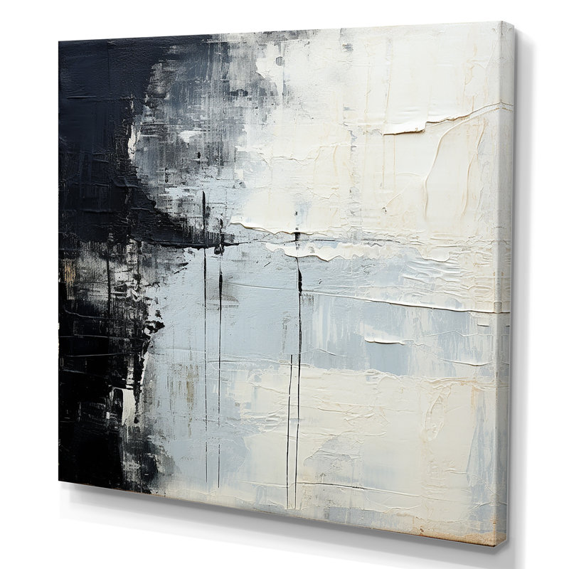 Minimalisme noir et blanc peint coin II - décoration murale abstraite, Toile tendue, H 36 po x l 36 po x P 1,5 po