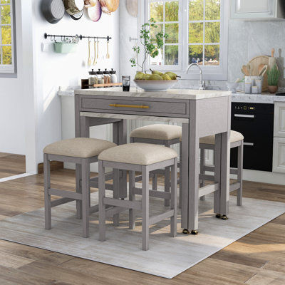 Ensemble de table de salle à manger 5 pièces à hauteur de comptoir Buehler