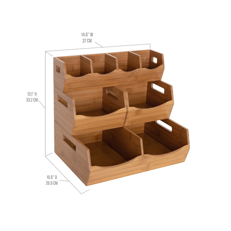Natural Bamboo Stackable Bin Organizer Set with MDF Base