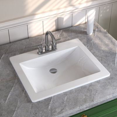 Lavabo de salle de bain rectangulaire encastré en porcelaine vitrifiée blanche 21 "x 18" avec trop-plein