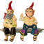 Ensemble de 2 présentoirs à tablette «Peace Man» et Janice «Chick» Nowaday Gnome Hippie Jerry