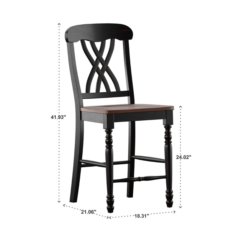Tabouret de comptoir 24 po Annadiane, Siège cerise / cadre noir antique