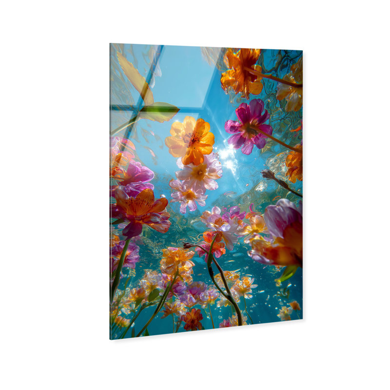 Liquid Bloom I High-Gloss Frameless Acrylic Glass Wall Art Floral & Botanical Print by Oliver Gal, Ready to Hang, 10 x 15