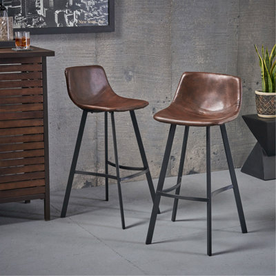 Set Of 2 30" Dax Faux Leather Barstool Brown
