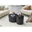 Ensemble de 2 tables basses gigognes, tables rondes en panneau de fibres à densité moyenne avec rangement intégré, tables d'appoint élégantes à grain de bois noir pour salon, chambre à coucher, table basse-125909517